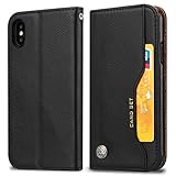 KIOKIOIPO-N Mode Knead Hautbeschaffenheit Horizontal Flip Ledertasche for iPhone XS Max, mit Foto-Rahmen und Halter & Card Slots & Wallet (Color : Black)