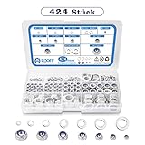 424 Stück DIN 985 Sechskantmuttern Unterlegscheiben Sets Edelstahl Nylon Kontermuttern Sicherungsmuttern Klemmmuttern, Muttern für Mechanische, Selbstsichernde Sechskant 7 Größe M3 M4 M5 M6 M8 M10 M12