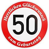 ORIGINAL VERKEHRSSCHILD * 50 * MIT GEBURTSTAGSTEXT als Sonderschriftzug zum Geburtstag als Geburtstagsgeschenk für Verkehrszeichen Schild Geburtstagsschild Straßenschild Geschenkidee Schilder Verkehrsschilder Straßenschilder Geburtstagsverk