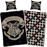 SkyBrands Harry Potter Bettwäsche 135x200 cm Kissenbezug 80x80 [Wendemotiv] Hogwarts Bettwäsche-Set 100% Baumwolle [Mit Reißverschluss] Öko-Tex-Standard 100 Deutsche Größ