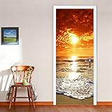 SJYHNB Fototapete Türtapete Sonnenuntergang Meereslandschaft 90x200cm selbstklebend Türposter Abnehmbar Fototapete Türfolie Tapete, Wohnzimmer, Schlafzimmer, Küche und B