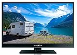 REFLEXION LEDW-160 Wide-Screen Full HD LED-Fernseher (16 Zoll) für Wohnmobile mit DVB-T2 HD, Triple-Tuner und 12 Volt KFZ-Adapter (12/24 Volt, HDMI, USB, EPG, CI+, DVB-T Antenne), Schw