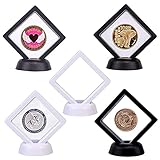 5 Stück Münzen Display Box,3d Floating Frame Display,Schmuck Display Auslage,Schmuck Display Auslage Kunststoff,Coin Display Box Mit Ständer,Für Münzen, Medaillen, Schmuck(Schwarz, WEIß,7*7*2CM)