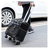 GYMEIJYG Vintage Koffer, Gepäck Mit Universalrädern Trolley Mit Schloss PU-Koffer Handgefertigt Zum Aufbewahrung Und Dekoration 3 Farben (Farbe : Black, Größe : 47x36x22CM)