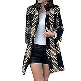 FRAUIT Wollmantel Damen Gitter Wolle Parka Wintermantel Frauen Stricken Trenchcoat Kleidung Lange Mantel Schlanke Mode Elegant Freizeit Streetwear Kleidung Bluse Tops Outw