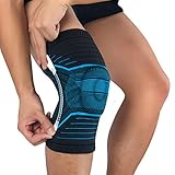 Kniebandage, verbesserte Kniebandage mit Silikon-Gel-Pad und seitlichen Stabilisatoren, verbesserte Kompression und Stabilisierung, Kniebandage für Sports, Linderung von Arthritis Erholung, Blau L