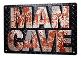 LEotiE SINCE 2004 Blechschild Dekoschild Küche Garage Sprüche Man CAVE Metall Wand Deko Schild 20X30