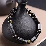 Feng Shui Reichtum Armband Schwarz Turmalin Goldener Sheen Obsidian Multi-Edelstein-Kristall-Armband 7A Obsidian-Armband spirituelle heilende Männer Frauen Reichtum Armband positivität Erfolg