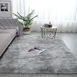 Pauwer Plüsch Shaggy Teppiche Seidig Glatte Pelzteppiche Moderne Indoor Plüsch Flausch Teppiche Anti-Rutsch-Spielmatte Bodenteppichmatte (Hellgrau, 80 x 160 cm)