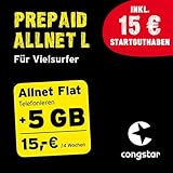congstar Prepaid Allnet L Paket [SIM, Micro-SIM und Nano-SIM] – Das Prepaid-Paket für Vielsurfer in guter D-Netz-Q