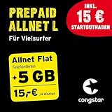 congstar Prepaid Allnet L Paket [SIM, Micro-SIM und Nano-SIM] – Das Prepaid-Paket für Vielsurfer in guter D-Netz-Q