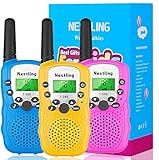 Nestling Walkie Talkie für Kinder 8 Kanäle 3KM Reichweite Funkgerät Set LCD Bildschirm mit Taschenlampe 3 Schlüsselbänder,Walki Talki Spielzeuge(3er Set)