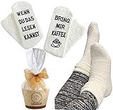 Lucadeau Geschenk zum Weihnachten, Socken mit Kaffee Spruch auf der Sohle WENN DU DAS LESEN KANNST, BRING MIR Kaffee, Kaffee Geschenk, Geburtstagsgeschenke für Freundin Schwester M