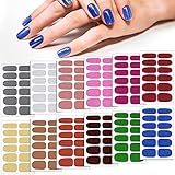 12 Blätter Einfarbig Nagel Aufkleber Glitzer Nagellack Streifen Selbstklebende Nagellack Aufkleber Maniküre Volle Nagelfolie DIY Farbe Nagel Dekor für Frauen Mädchen (Dunkle Farbe)