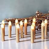 CCLIFE LED Weihnachtskerzen Kabellos RGB Kerzen Bunt Weihnachtsbaumkerzen Christbaumkerzen mit Fernbedienung Timer Kerzenlichter, Farbe:Gold, Größe:20