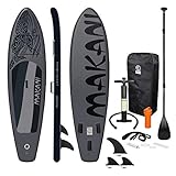 ECD Germany Aufblasbares Stand Up Paddle Board Makani | 320x82x15 cm | Schwarz | PVC | bis 150 kg | Pumpe Tragetasche Zubehör | SUP Board Paddling Board Paddelboard Surfboard | Verschiedene M