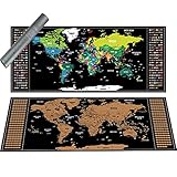 Weltkarte zum Rubbeln als schöne Erinnerung an Reisen Deluxe Personalisierte Weltkarte Poster Schwarz Rubbel Landkarte Geschenkverpackung 94 x 40