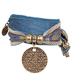 Anisch de la Cara Damen Armband Blue Lion - Hakuna Matata Wickelarmband aus Langapalu-Stoff Hakuna Matata - ArtNr. 4400