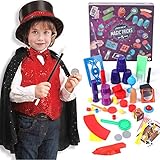 Tacobear Zauberer Kostüm Kinder mit Zauberkasten Zaubertricks Zauberer Zubehör Set Magier Kinderkostüm Rollenspiel für Fasching Karneval Halloween Geburtstagsparty