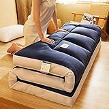 MAZRUPU Japanisches Tatami Boden Matte Faltbare Roll-Up-Bodenmatratze Tragbare Camping-Matratze Isomatte ​Verdickte japanischen futon matratzenauflage schlafen,Navy Blue,1.2 * 2