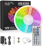 Tiyano Lichtleiste Harmonische LED Streifenleuchten, 16.4ft RGB-LED. Lichtstreifen Farbwechsel Seillichter Lichtstreifen mit Fern- und 12V-Stromversorgung Wasserdichtes Band Lichter für S