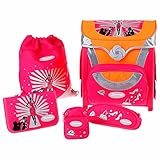 Sammies by Samsonite OPTILIGHT Schulranzen-Set 5tlg. Modell: 'Fashion Show' Farbe: Pink / Neon-Orange / Silber / Schwarz und Weiss mit Model als M
