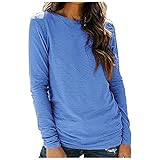 Langarmshirt Damen Einfarbig Rundhals Longsleeve Tshirt Beliebten Pullover Basic Tops Frauen Bekleidung Herbst Lose Tunika Tshirt Sweatshirt Bluse Top