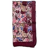 Schal aus reiner Seide für Frauen, Federgewicht, Blumendruck. Modischer Sonnenschutz-Schal., magenta, Einheitsgröß