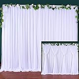 HBBMAGIC Tüll Foto Hintergrund/Vorhäng Weiß 150 cm*215 cm,Chiffon Fotografie Hintergrund für Fotostudio,Hochzeit,Baby Party(Zwei Ebenen, Tüll + Stoff，2 Stück)