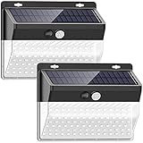 Prime Garden Solarlampe mit Bewegungsmelder 2 Stück - Solarleuchte Außenlampe mit 206 LED Lichtern und Bewegungssensor - Gartenlampe Wandleuchte - ABS + Metall - 14,1 cm x 6,2 cm x 11 cm - Schw