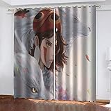 YTSDBB Vorhang kinderzimmer Junge Cartoon-Mädchen mit Wolf B 280 x H 260 cm Thermovorhang Schlafzimmer Lichtundurchlässig Stoff Lärmschutzvorhang für Junge Mädchen Wohnzimmer Teenag