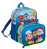 Paw Patrol Rucksack mit Lunchtasche für Kinder Schultasche Jungen Mädchen Kindergarten Rucksack Passende Isolierte Tasche Set, blau, Einheitsgröße, Rucksack