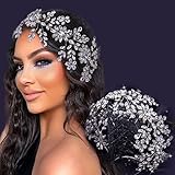 Braut Haarschmuck Silber Damen Kopfschmuck Hochzeit Brautschmuck Haare Hochzeitsschmuck Brautjungfern Stirnbänder Mädchen Haarreifen aus Strass (lang 36cm/14inch)