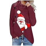 RKaixuni Damen Rollkragenpullover Weihnachtspullover Waffel Weißer Bart Cute Weihnachtsmann Strickpullover Weihnachten Christmas Sweatshirt Pullover Pulli Xmas Rentier W