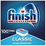 Finish Classic Spülmaschinentabs, phosphatfrei – Geschirrspültabs mit Powerball für die Basis-Reinigung des Geschirrs – Megapack mit 100 Finish Tab