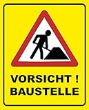 Vorsicht Baustelle Schild | 20 x 25 cm | Hinweisschild 3mm | stabile Hartschaump