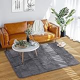 Wemk Teppich 120 x 160 cm, Teppich Hochflor Wohnzimmer, Shaggy Teppich für Schlafzimmer und Wohnzimmer, Super Weich, rutschfest, Moderner Stil, G