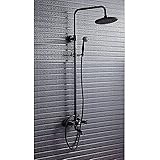 3-Funktion Schwarz Duschsystem Regendusche Mit Wasserhahn Duscharmatur-Handbrause Duschstange Fürs Bad/Badew