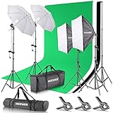 Neewer 2, 6M x 3M Hintergrund Stützsystem sowie 800W 5500K Regenschirme Softbox Dauerlicht Set für Fotostudio Produkt Porträt sowie Video Fotog