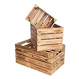 Oeko-Deko Memphis Neue Holzkiste Memphis Weinkisten Regalkisten & Obstkisten | Deko- & Möbelkisten, 3er Groß 60-30-39, G