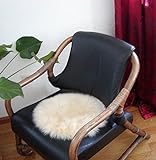 HEITMANN runde Sitzauflage aus australischen Lammfellen, Fellkissen rund beige, Ø ca. 45 cm, waschbar, Haarlänge ca. 70