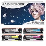 4X Hainberger Toner für HP Color Laserjet Pro M252dw Pro 200 M252n Farblaserdrucker kompatibel zu CF-400X CF-401X CF-402X CF-403X, Schwarz 2.800 Seiten, Color je 2.300 S