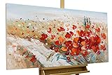 KunstLoft® Acryl Gemälde 'Flammende Blüten' 120x60cm | original handgemalte Leinwand Bilder XXL | Blumen flammend Deko rot | Wandbild Acrylbild Moderne Kunst einteilig mit R