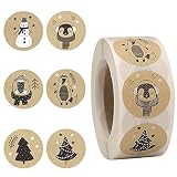 MILEEO Weihnachtsaufkleber Rund Etiketten 1 Zoll Runde Frohe Weihnachten Aufkleber Geschenkaufkleber 500 Stück Weihnachten Dekorative Umschlagsiegel Aufkleber für Karten Geschenkumschläge Boxen 2.5