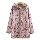 Uomitaff Rollkragen Pulli Sweatshirt Damen Winter Warm Hoodie Weich Mädchen Lange Ärmel Mantel Damen Steppjacke mit Kapuze zweireihigem Plüschjacke Kunstpelzjack
