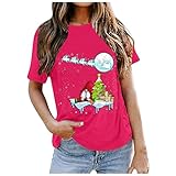 MRURIC Damen T-Shirt Weihnachten Muster Shirt Rundhals Kurzarm Frauen Oberteile Hemd Tops Tee B