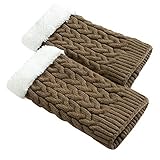 LPOQW Stiefelmanschettensocken Flauschige Stiefelmanschette Weiche gestrickte warme Winterstiefeloberteile Kurze Knöchelwärmer Dehnbare Manschettensocken für Frauen,Altes Khak
