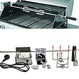Edelstahl Drehspieß Grillspieß für Gasgrill Grill +Motor 220-240V 94 cm NEU 10x10