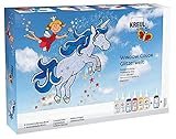 Kreul 42844 - Window Color Set Glitzerwelt, für kleine und große Kreative, 6 x 80 ml Fenstermalfarben, 80 ml Konturenfarbe, 2 verschiedene Folie, Glitzerstreu silber, Motivvorlagen und Ideenbroschü