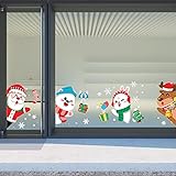 Gidenfly 8 Stück Weihnachts Fensterdeko Aufkleber Schneeflocken Santa Schneemann Aufkleber Fensterbilder Für Weihnachts-Fenster Dekoration, Türen,Schaufenster,G